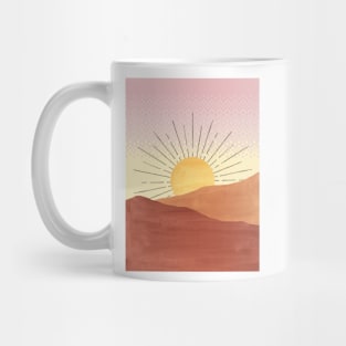 Abstract boho sunrise, pixel art Mug